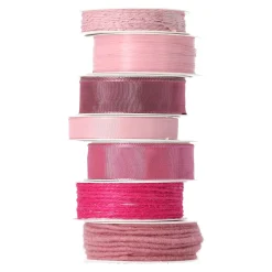 Decoris Woondecoratie>Verpakkingslint 4 meter roze mix, 10 stuks