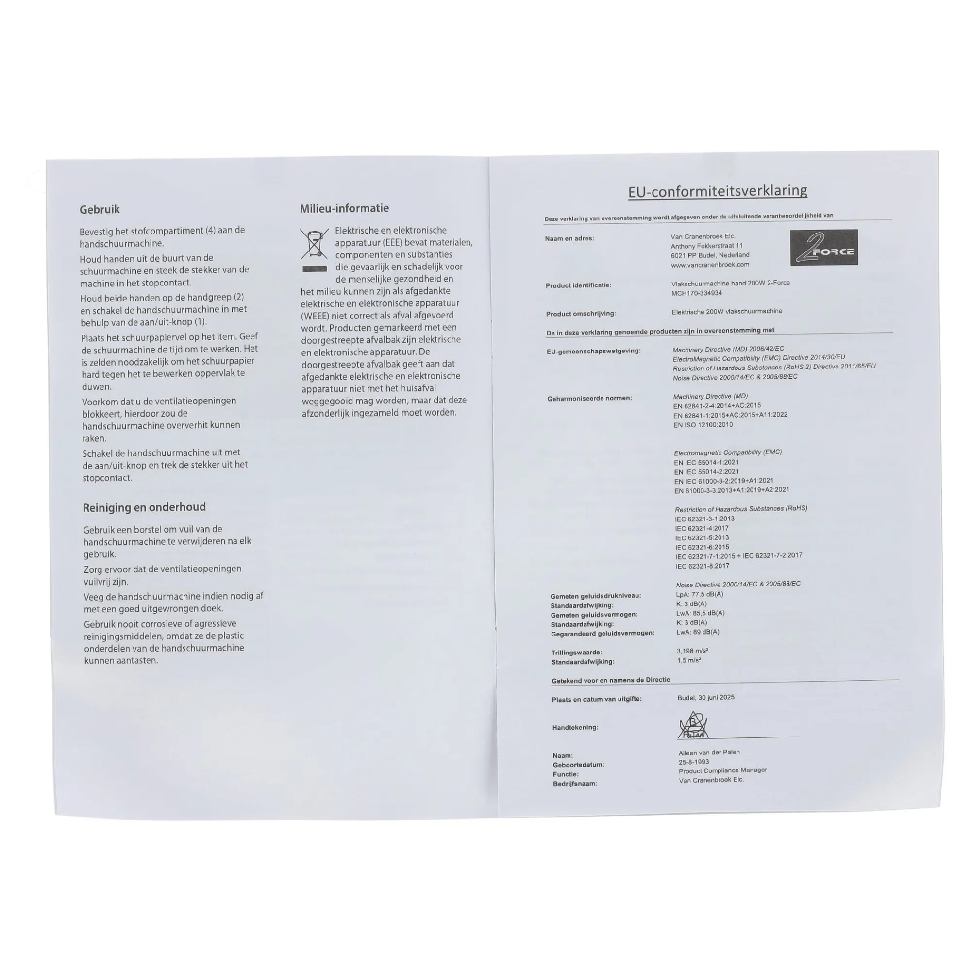 2-Force Elektrisch Gereedschap>Vlakschuurmachine hand 200W