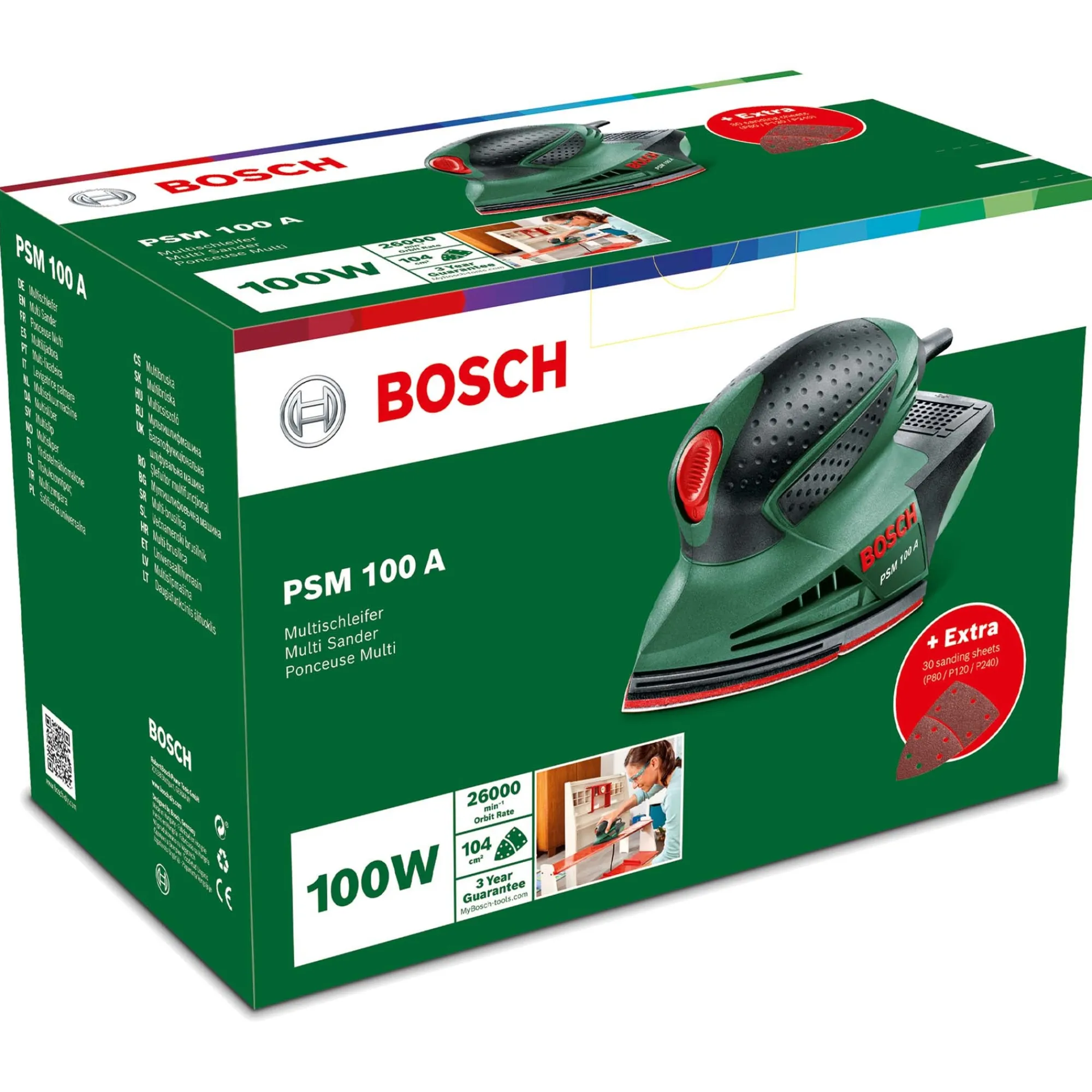 Bosch Elektrisch Gereedschap>Vlakschuurmachine PSM100A met 3 schuurpads