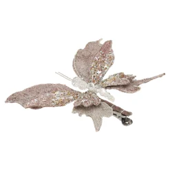 Kerstdecoratie>Vlinder 17cm winter lux champagne