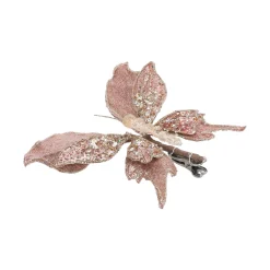 Kerstdecoratie>Vlinder 17cm winter roségoud