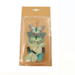 Natural Collections Woondecoratie>Vlinder op clip groen 7 x 4 cm 5st.
