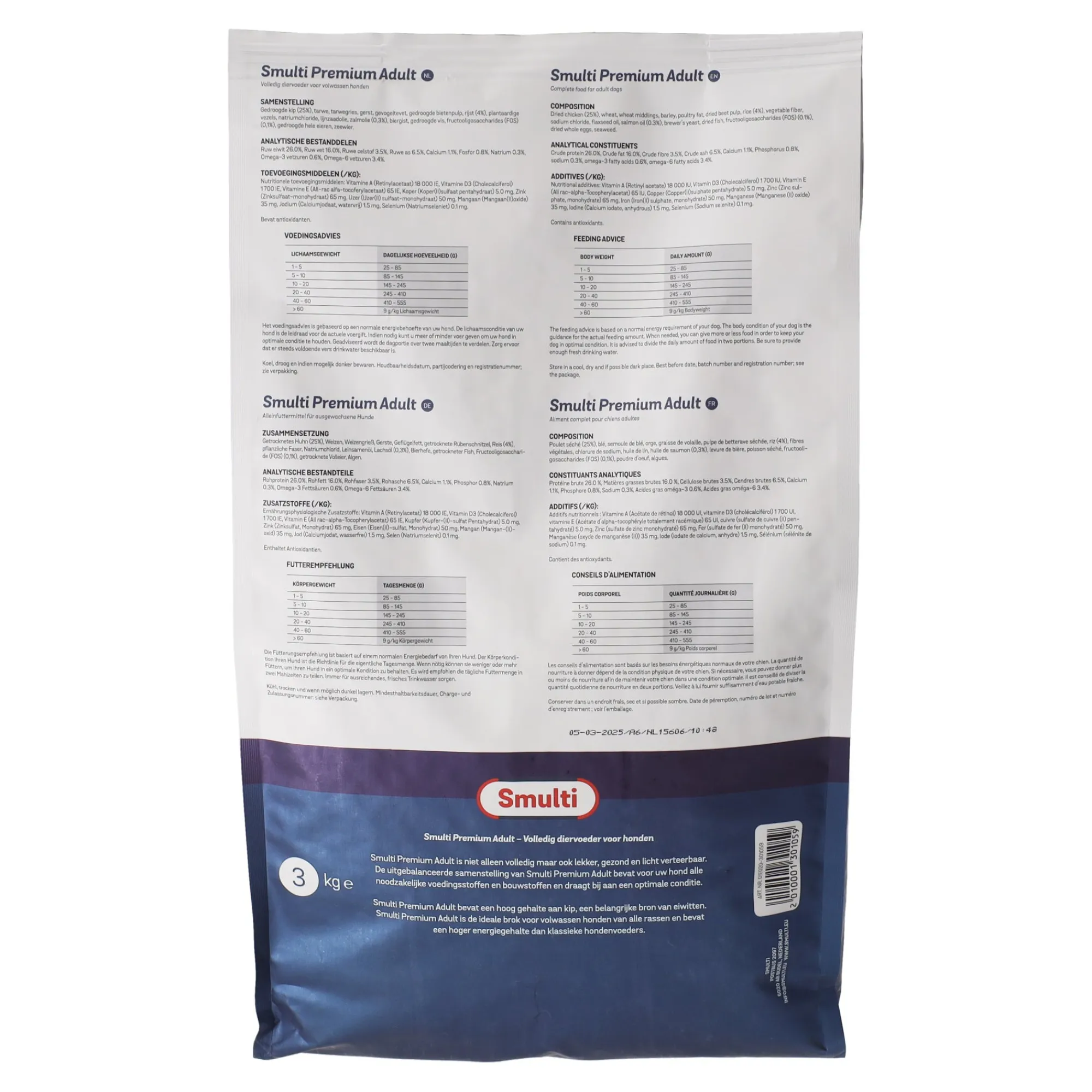 Smulti Hondenvoer>Voer hond Premium adult 3 kg