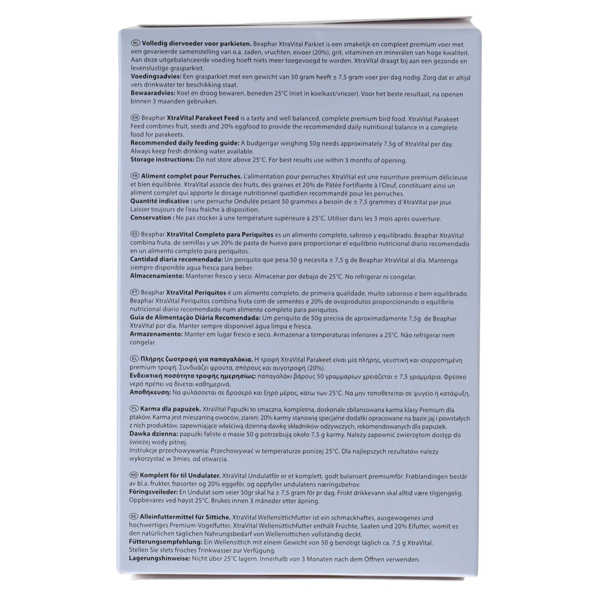 Beaphar Vogelvoer>Voer vogel XtraVital parkiet 500g