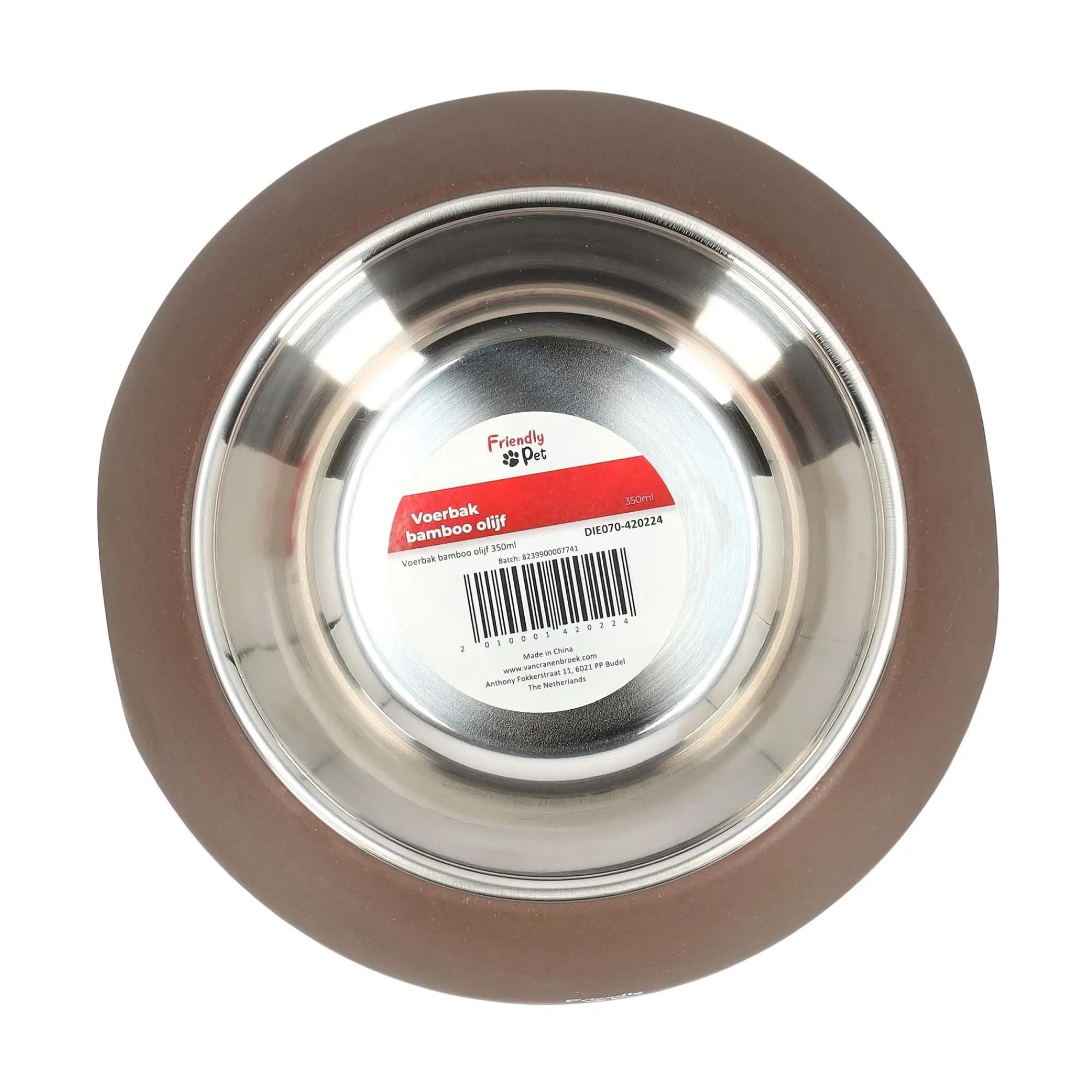 Friendly Pet Drink- En Voerbak Hond>Voerbak bamboo olijf 350ml