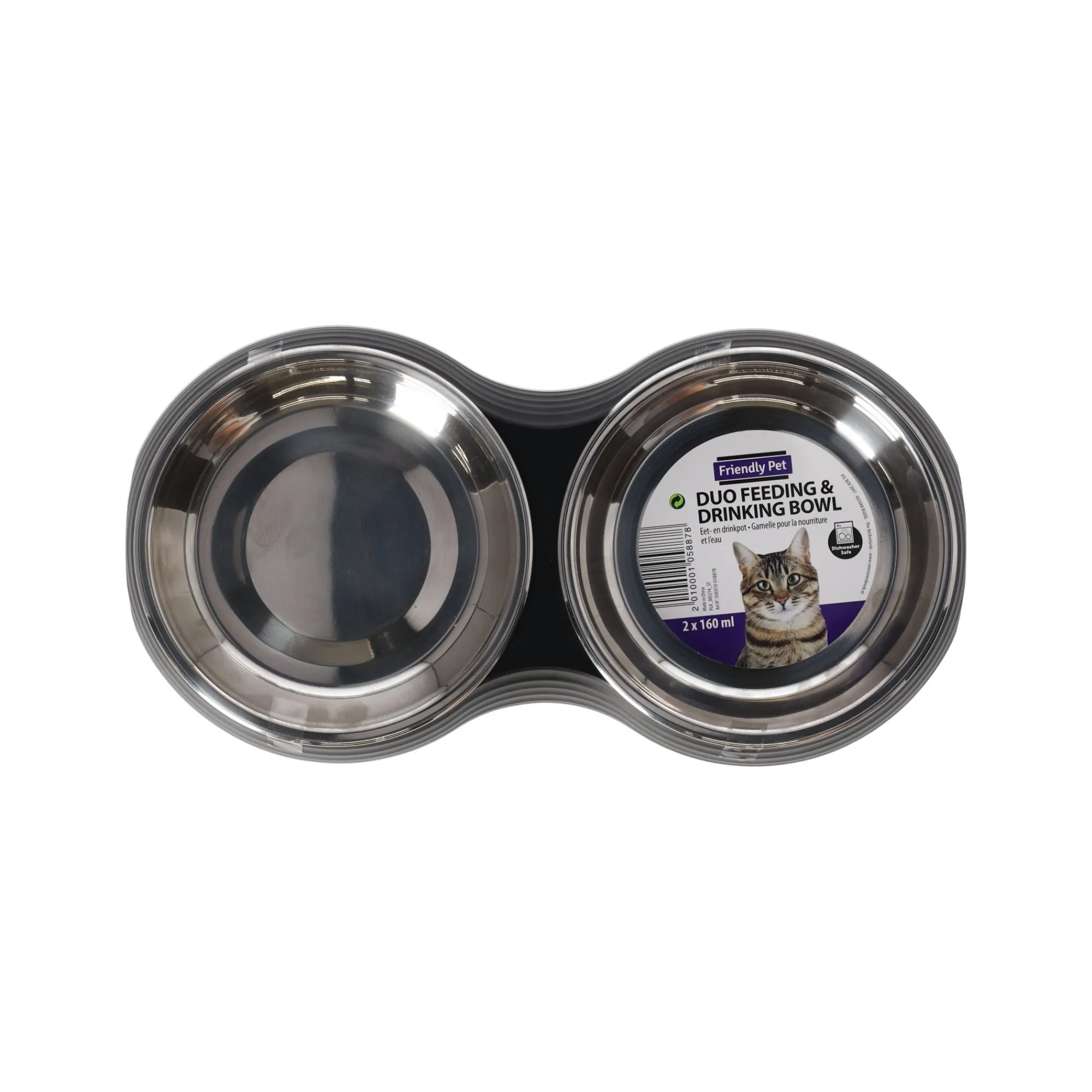 Friendly Pet Voerbak Kat>Voerbak kat duo ribbel zwart 2x160