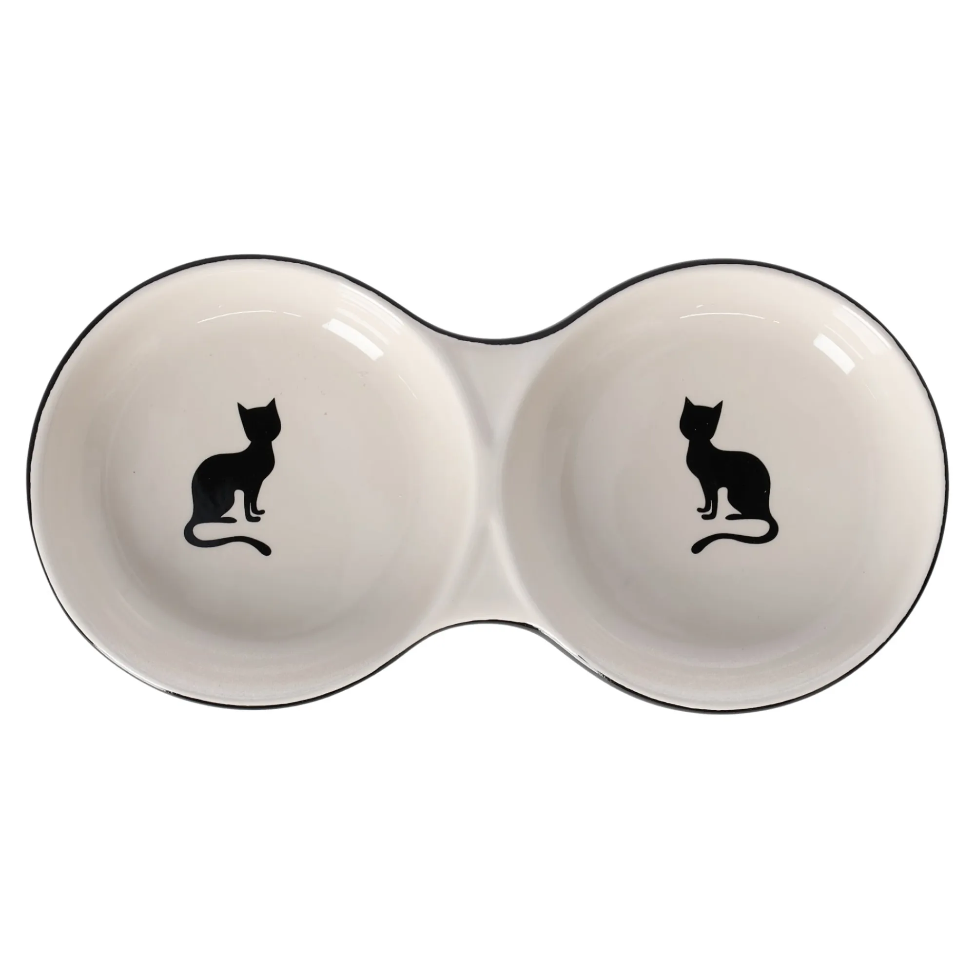 Friendly Pet Voerbak Kat>Voerbak kat Kera dubbel zwart/wit 2x145ml