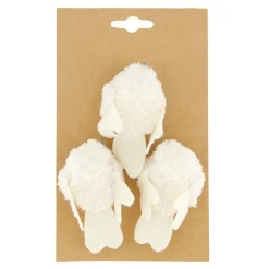 Natural Collections Woondecoratie>Vogel op clip creme 3st