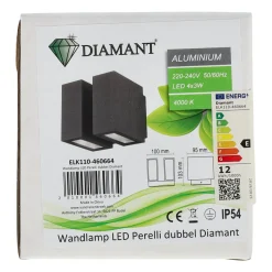 Diamant Buitenverlichting|Buitenverlichting>Wandlamp LED Perelli dubbel