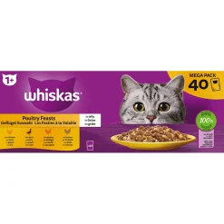 Whiskas Kattenvoer>1+ natvoer gevogelte 40 stuks