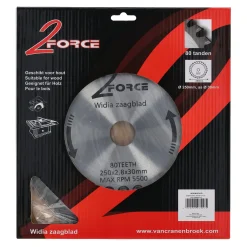 2-Force Toebehoren Elektrisch Gereedschap>Zaagblad Ø250 mm 30as 80T