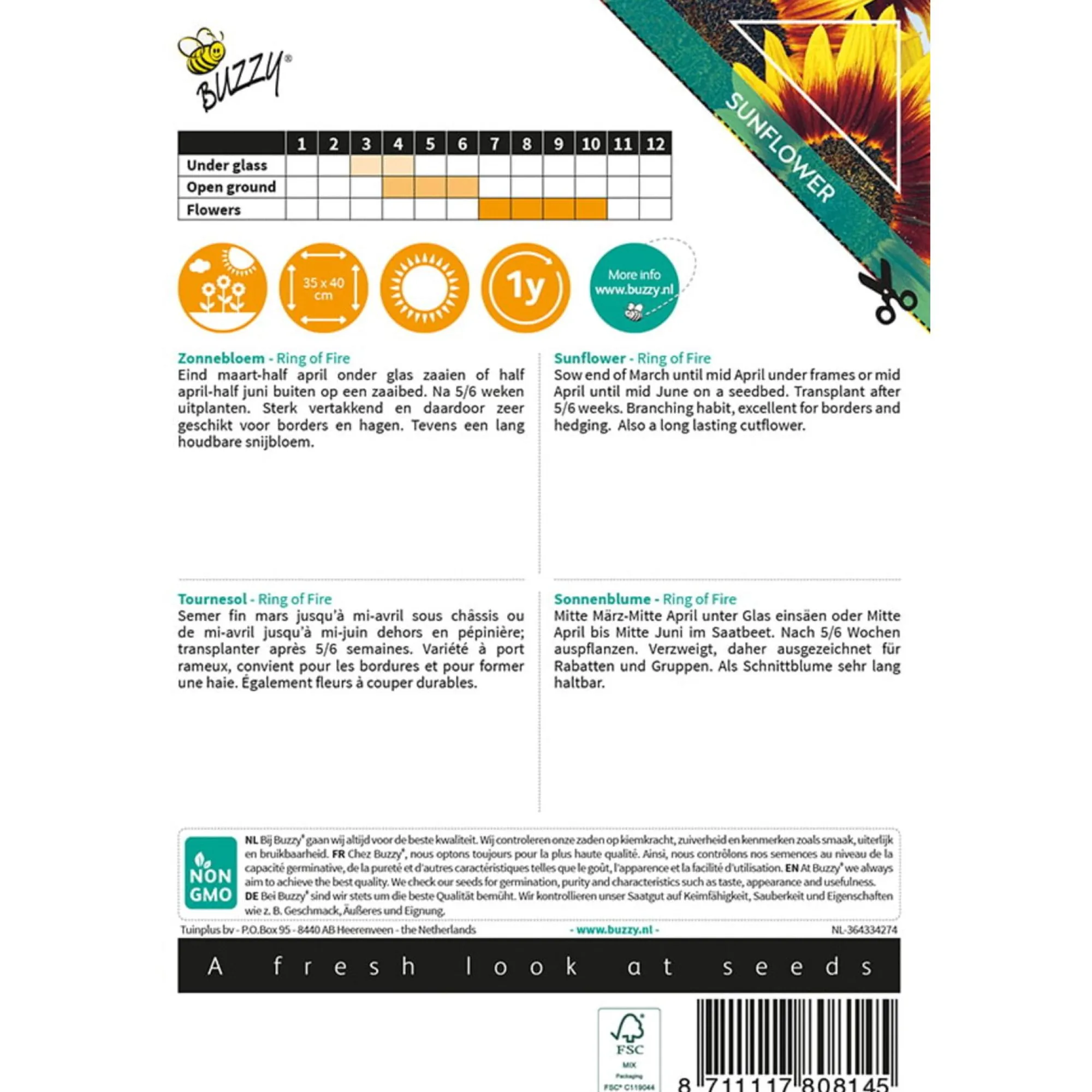 Buzzy Moestuin>Zonnebloem Ring of Fire