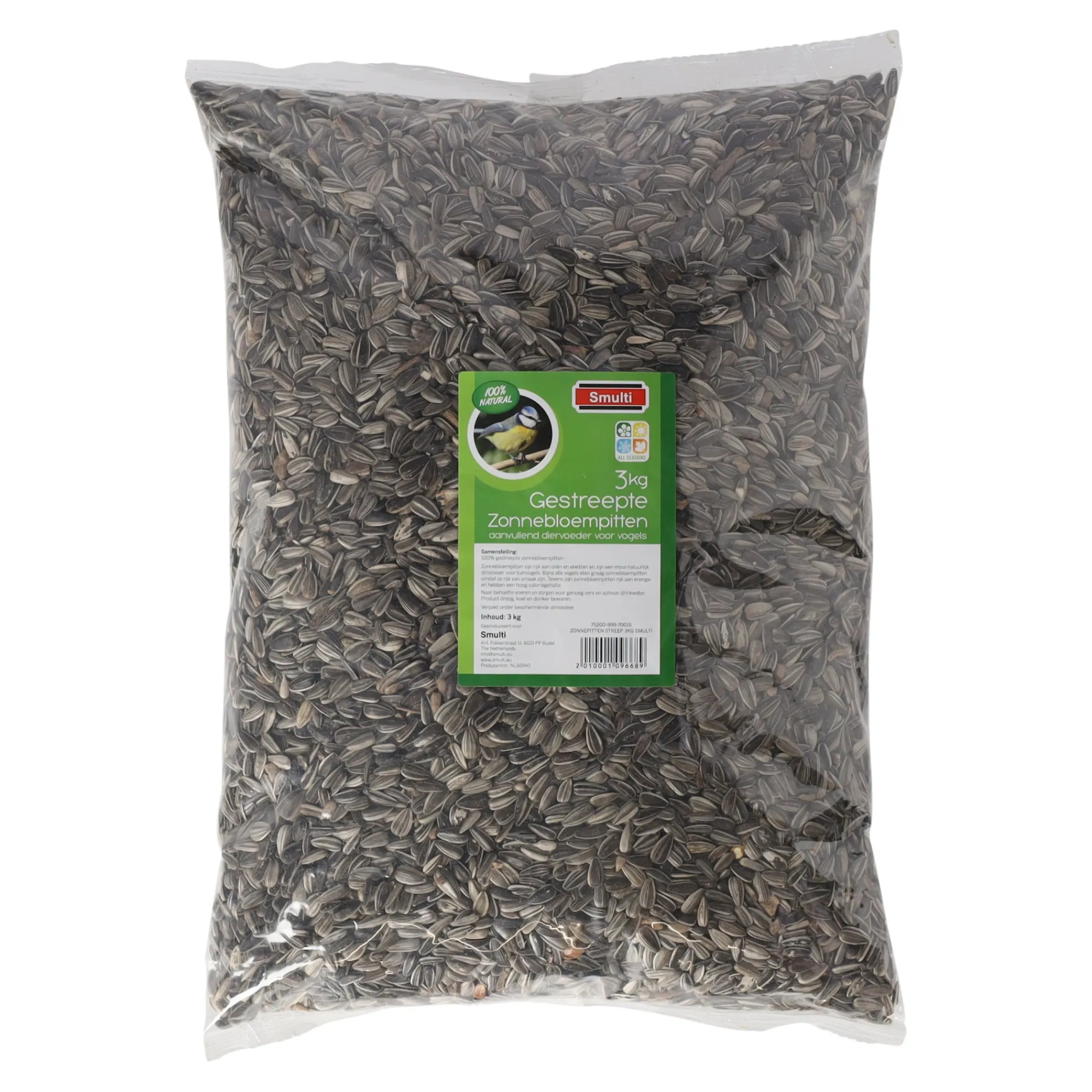 Smulti Vogelvoer>Zonnepitten streep 3kg